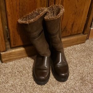 Brown Leather & Suede Winter Boots for Women